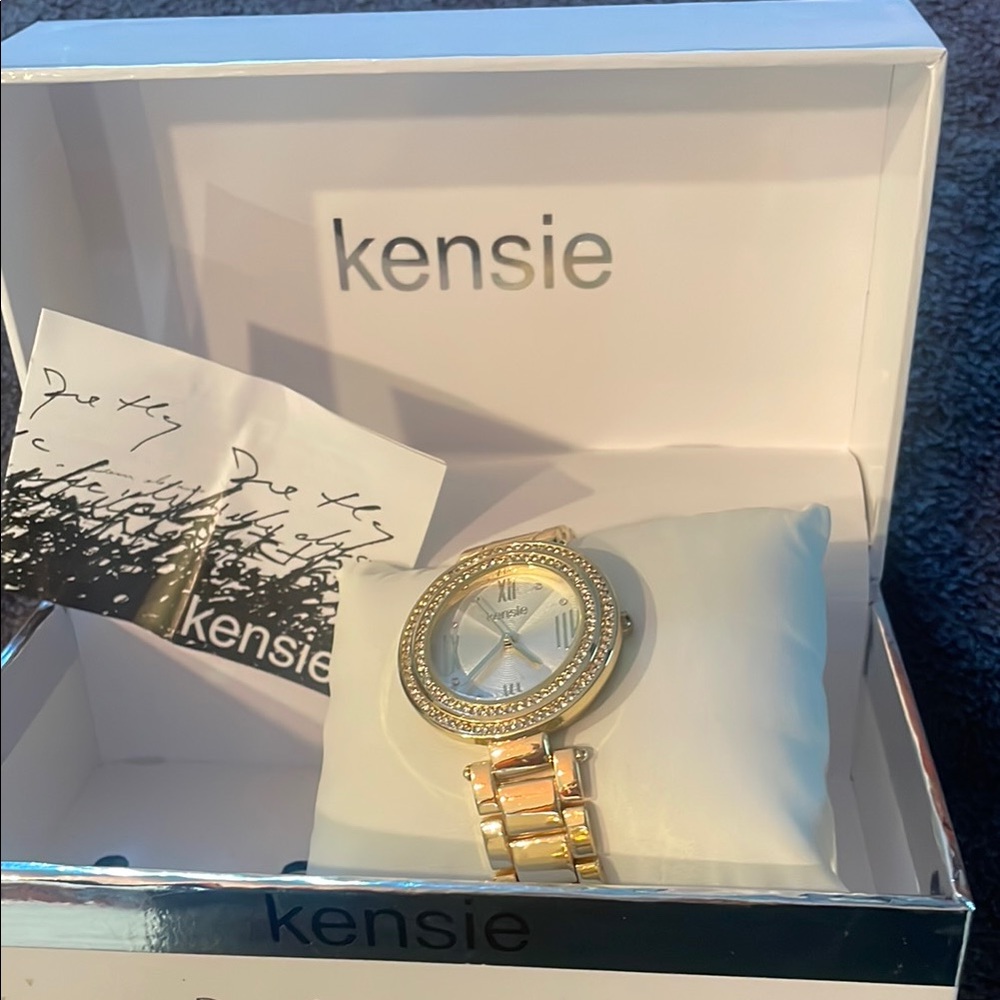 Kensie Gold-Tone Watch with Sparkling Bezel